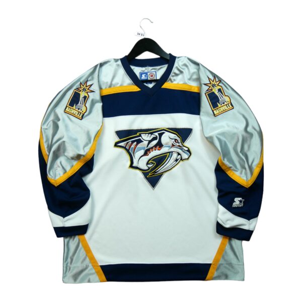 Maillot manches longues homme blanc Starter Equipe Predators de Nashville QWE3837