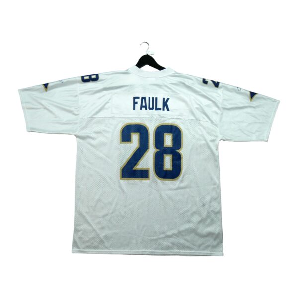 Maillot manches courtes homme blanc Reebok Equipe Los Angeles Rams 28 Marshall Faulk QWE3717