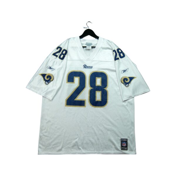 Maillot manches courtes homme blanc Reebok Equipe Los Angeles Rams 28 Marshall Faulk QWE3717