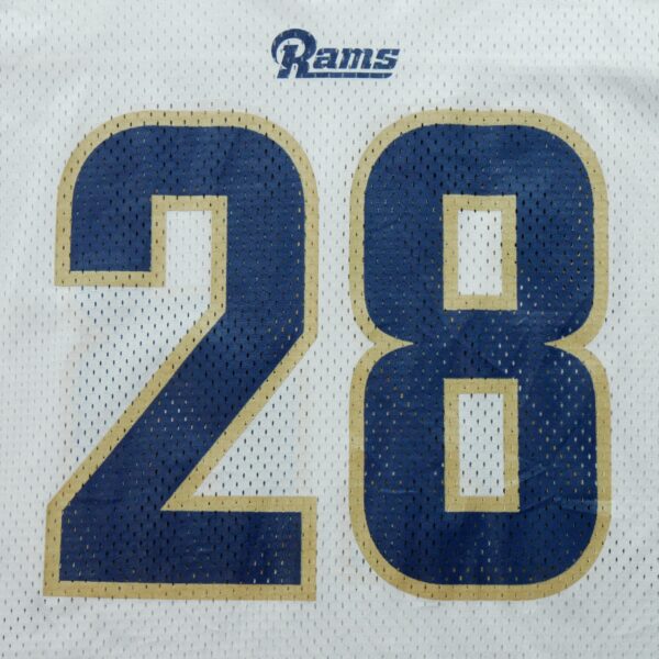 Maillot manches courtes homme blanc Reebok Equipe Los Angeles Rams 28 Marshall Faulk QWE3717