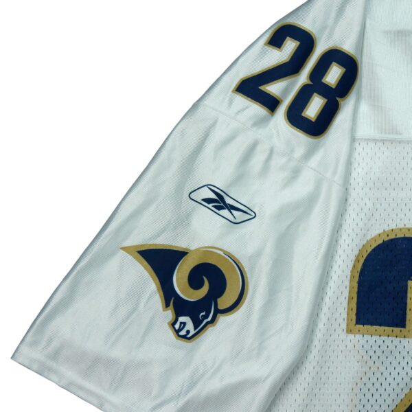 Maillot manches courtes homme blanc Reebok Equipe Los Angeles Rams 28 Marshall Faulk QWE3717