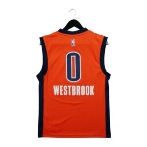 Maillot sans manches homme orange Adidas Equipe Thunder dOklahoma City 0 Russell Westbrook QWE3080