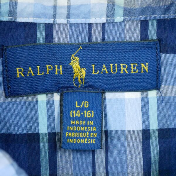 Chemise classiques enfant manches longues bleu Polo Ralph Lauren Motif a carreaux QWE0337