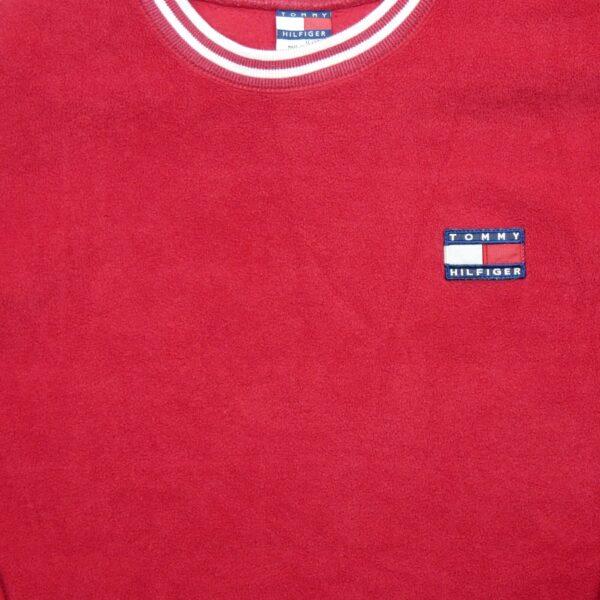 Pull polaires homme manches longues rouge Tommy Hilfiger Col Rond QWE3071