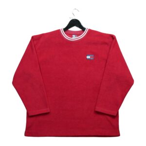 Pull polaires homme manches longues rouge Tommy Hilfiger Col Rond QWE3071