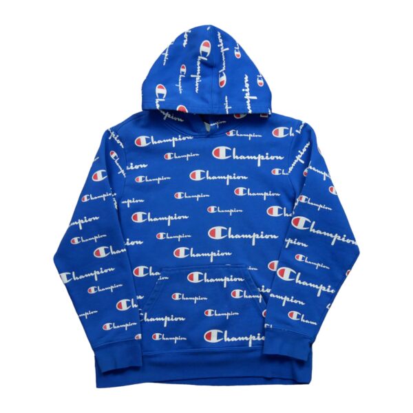 Sweat a capuche enfant manches longues bleu Champion Motif a motifs Col Rond QWE1619