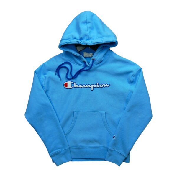 Sweat a capuche femme manches longues bleu clair Champion Motif imprime Col Rond QWE0605