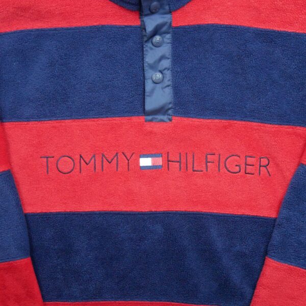 Veste polaires homme manches longues marine Tommy Hilfiger Motif a rayures Col Montant QWE3851