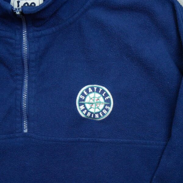 Pull polaires homme manches longues marine MLB Col Montant Equipe Mariners de Seattle QWE3155