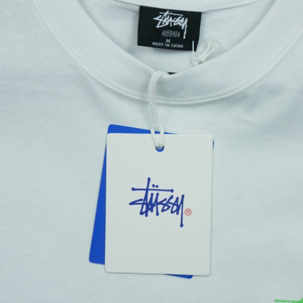 T shirt manches courtes homme blanc Stussy Motif imprime Col Rond QWE3356