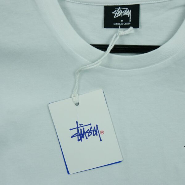 T shirt manches courtes homme blanc Stussy Motif imprime Col Rond QWE3359