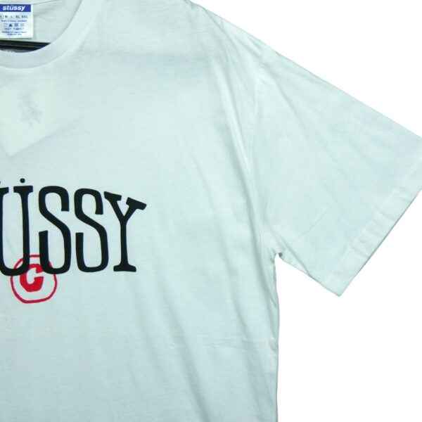 T shirt manches courtes homme blanc Stussy Motif imprime Col Rond QWE3584