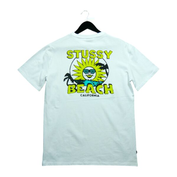 T shirt manches courtes homme blanc Stussy Motif imprime Col Rond QWE3636