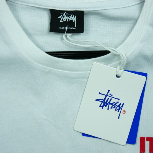 T shirt manches courtes homme blanc Stussy Motif imprime Col Rond QWE3636