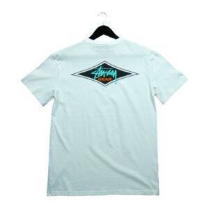 T shirt manches courtes homme blanc Stussy Motif imprime Col Rond QWE3755