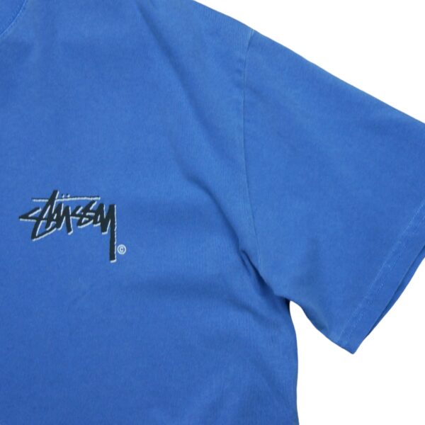 T shirt manches courtes homme bleu Stussy Motif imprime Col Rond QWE3271