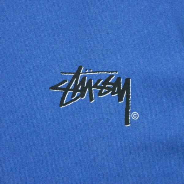 T shirt manches courtes homme bleu Stussy Motif imprime Col Rond QWE3271