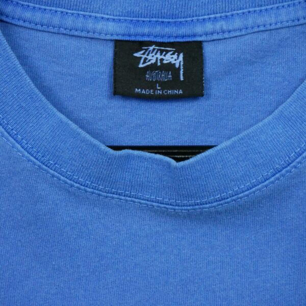 T shirt manches courtes homme bleu Stussy Motif imprime Col Rond QWE3271