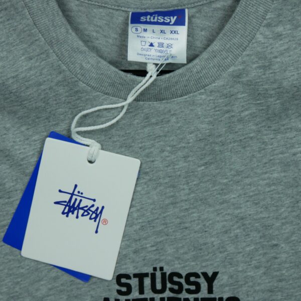 T shirt manches courtes homme gris Stussy Motif imprime Col Rond QWE3725