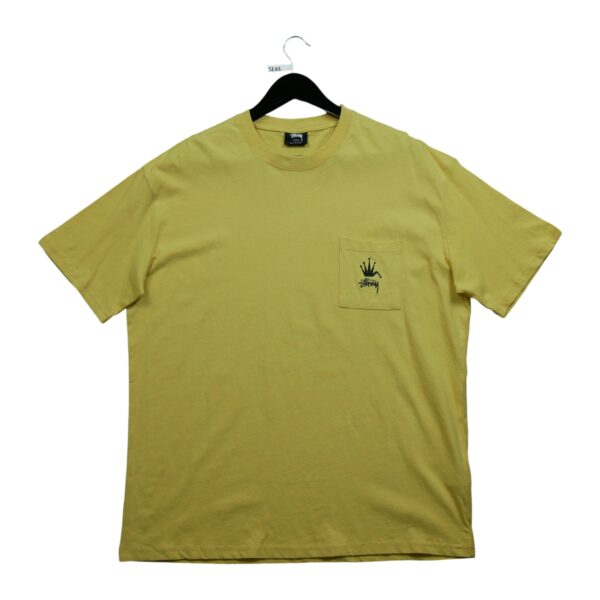 T shirt manches courtes homme jaune Stussy Col Rond QWE3211