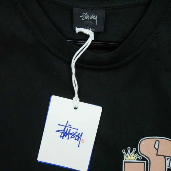 T shirt manches courtes homme noir Stussy Motif imprime Col Rond QWE3081