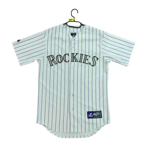 Maillot manches courtes homme blanc Majestic Equipe Rockies du Colorado QWE1295