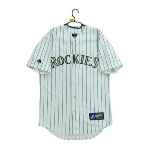 Maillot manches courtes homme blanc Majestic Equipe Rockies du Colorado QWE1295