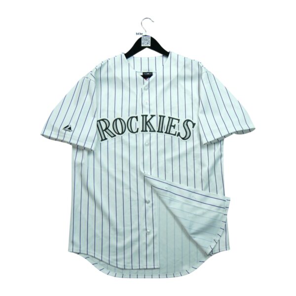 Maillot manches courtes homme blanc Majestic Equipe Rockies du Colorado QWE3630