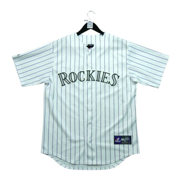 Maillot manches courtes homme blanc Majestic Equipe Rockies du Colorado QWE3630