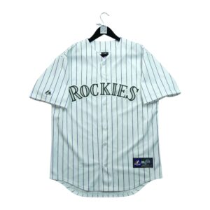 Maillot manches courtes homme blanc Majestic Equipe Rockies du Colorado QWE3630