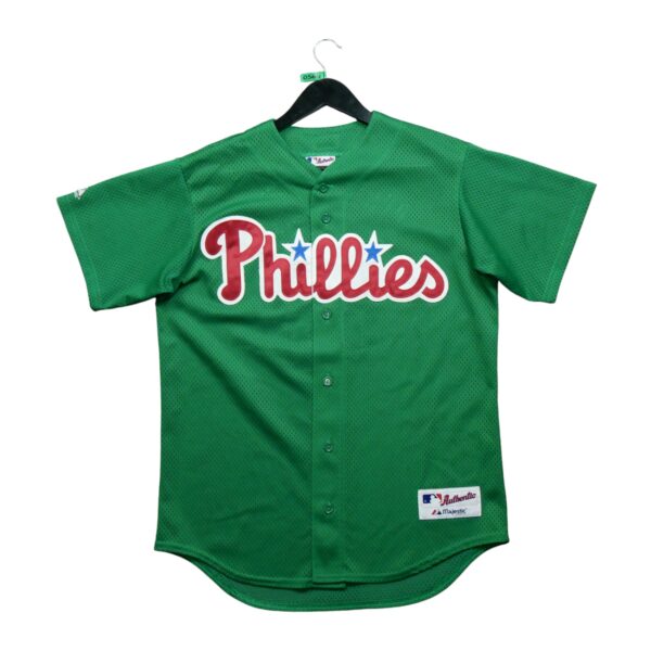 Maillot manches courtes homme vert Majestic Equipe Phillies de Philadelphie QWE0564