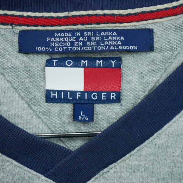 Pull homme manches longues gris Tommy Hilfiger Col V QWE0314