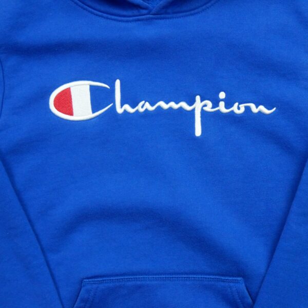 Sweat a capuche enfant manches longues bleu Champion Motif brode Col Rond QWE3850