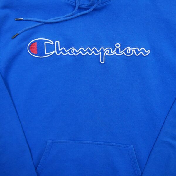 Sweat a capuche homme manches longues bleu Champion Motif imprime Col Rond QWE3833