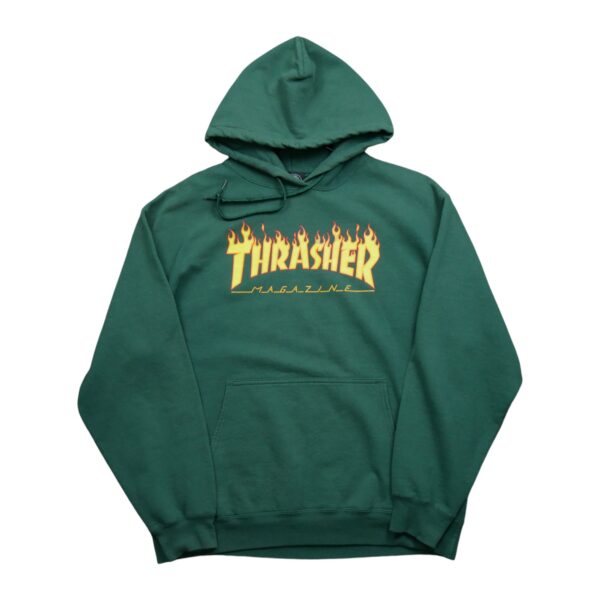 Sweat a capuche homme manches longues vert Thrasher Col Montant QWE0552