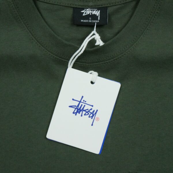 T shirt manches courtes homme kaki Stussy Motif imprime Col Rond QWE3767