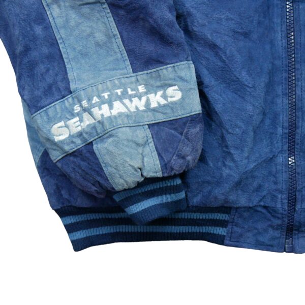 Veste en cuir homme manches longues bleu NFL Team Apparel Motif brode Col Rond Equipe Seattle Seahawks QWE1257