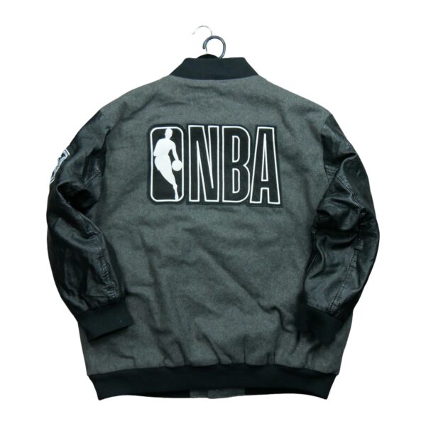 Veste en cuir homme manches longues gris NBA QWE1250