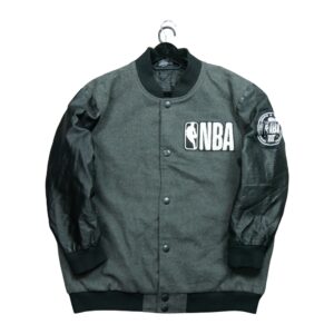 Veste en cuir homme manches longues gris NBA QWE1250