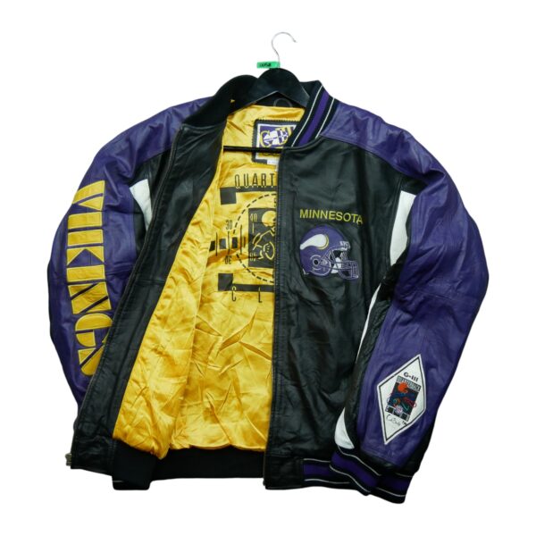 Veste en cuir homme manches longues noir NFL Team Apparel Col Rond Equipe Minnesota Vikings QWE0058