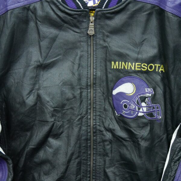 Veste en cuir homme manches longues noir NFL Team Apparel Col Rond Equipe Minnesota Vikings QWE0058