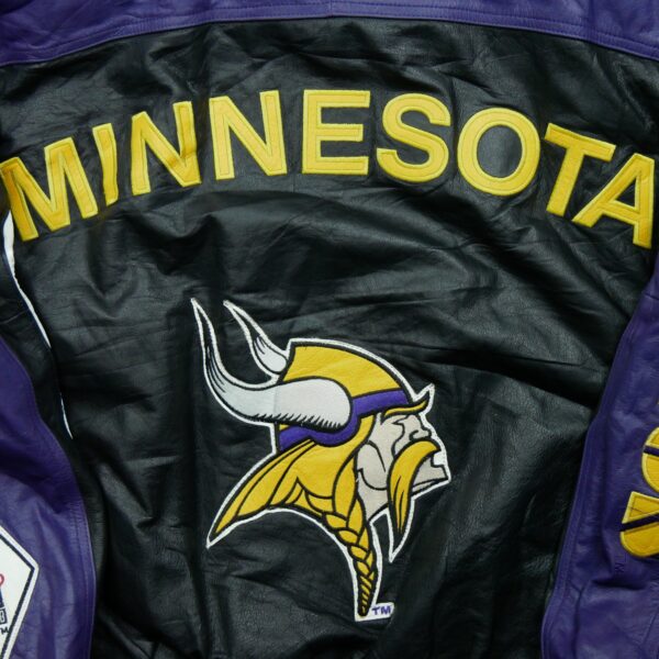 Veste en cuir homme manches longues noir NFL Team Apparel Col Rond Equipe Minnesota Vikings QWE0058