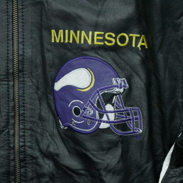 Veste en cuir homme manches longues noir NFL Team Apparel Col Rond Equipe Minnesota Vikings QWE0058