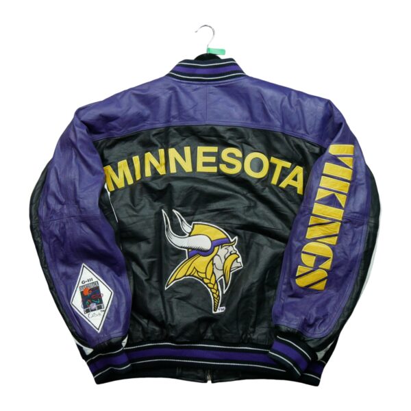 Veste en cuir homme manches longues noir NFL Team Apparel Col Rond Equipe Minnesota Vikings QWE0058