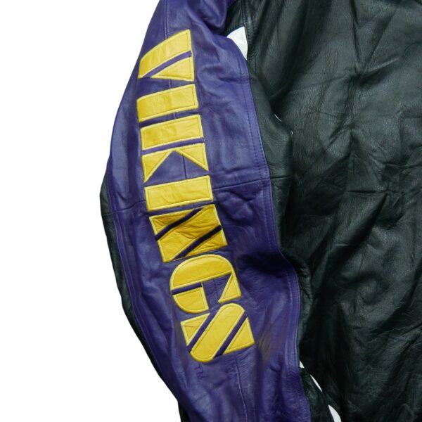 Veste en cuir homme manches longues noir NFL Team Apparel Col Rond Equipe Minnesota Vikings QWE0058