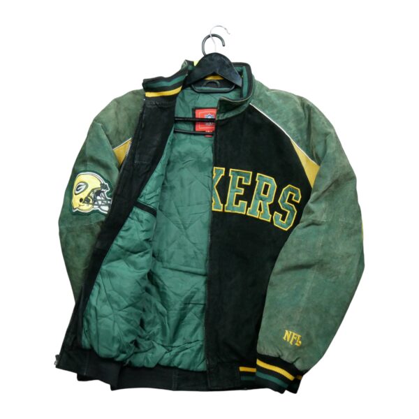 Veste en cuir homme manches longues noir NFL Team Apparel Motif brode Col Montant Equipe Green Bay Packers QWE1038