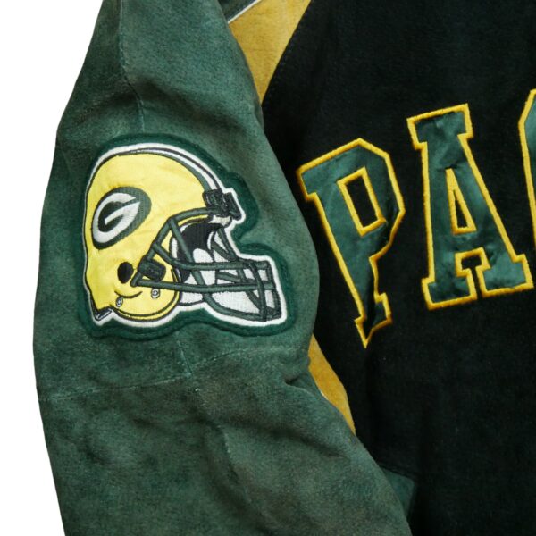 Veste en cuir homme manches longues noir NFL Team Apparel Motif brode Col Montant Equipe Green Bay Packers QWE1038