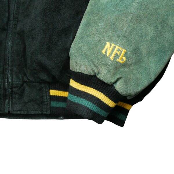 Veste en cuir homme manches longues noir NFL Team Apparel Motif brode Col Montant Equipe Green Bay Packers QWE1038