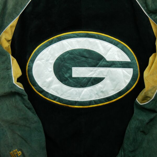 Veste en cuir homme manches longues noir NFL Team Apparel Motif brode Col Montant Equipe Green Bay Packers QWE1038