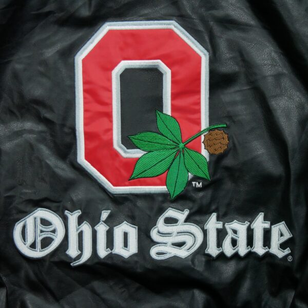 Veste en cuir homme manches longues noir Vintage Motif brode Col Rond Equipe Ohio State QWE0111